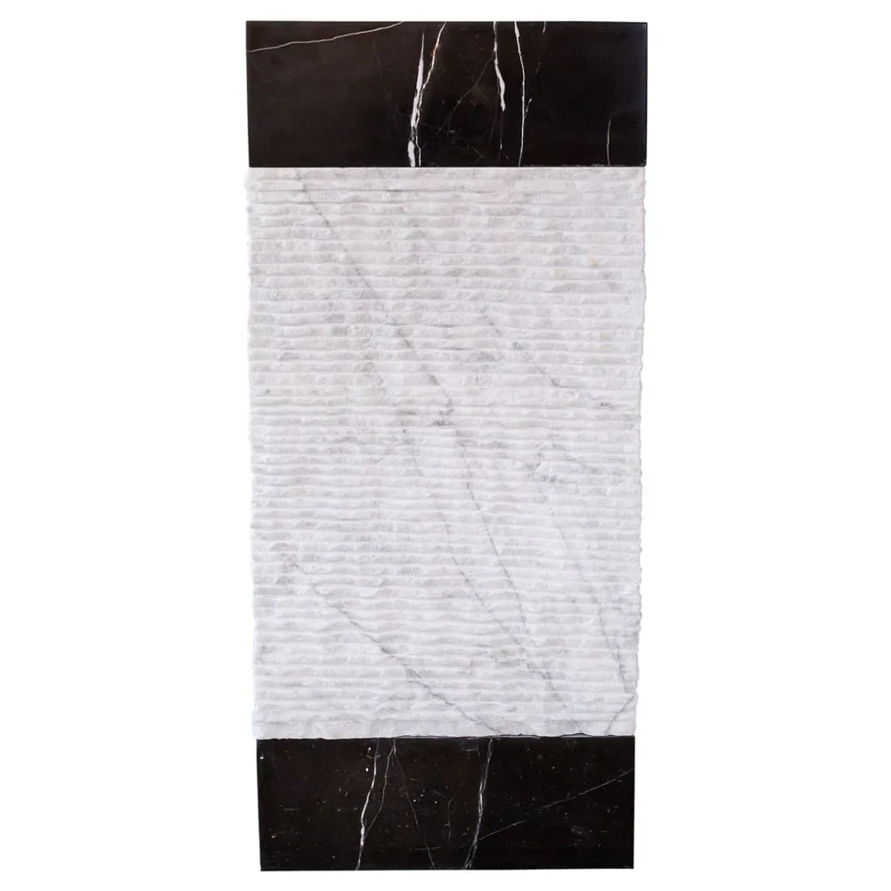 Natural Stone 3 piece Marble Pedestal Stand-alone Sink Toros Black-Carrara White - Image 5