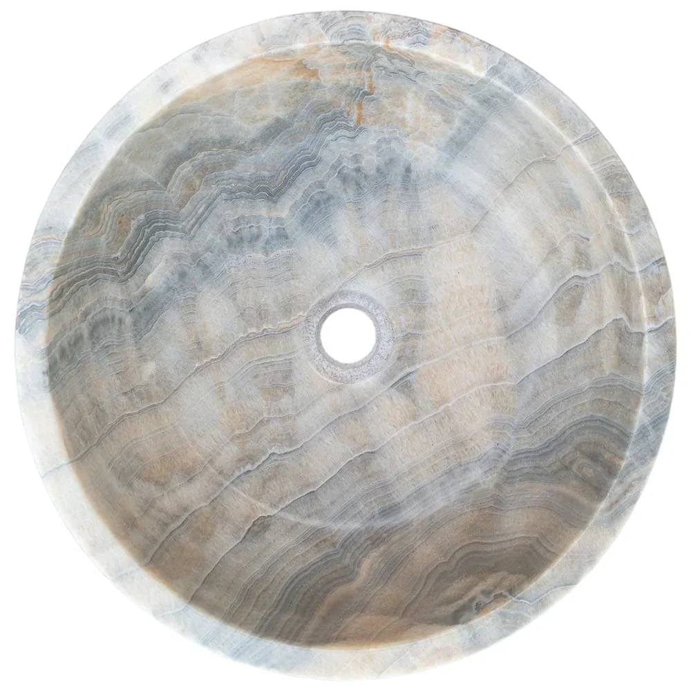 Natural Stone Bubble Gray Translucent Onyx Above Vanity Bathroom Sink - Image 3