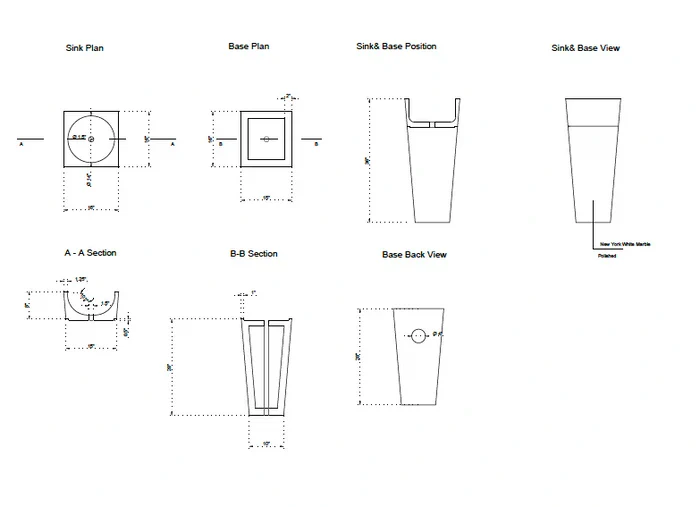 Natural Stone New York White Marble Stand-alone Pedestal Cone Shaped Bathroom Sink - Image 7