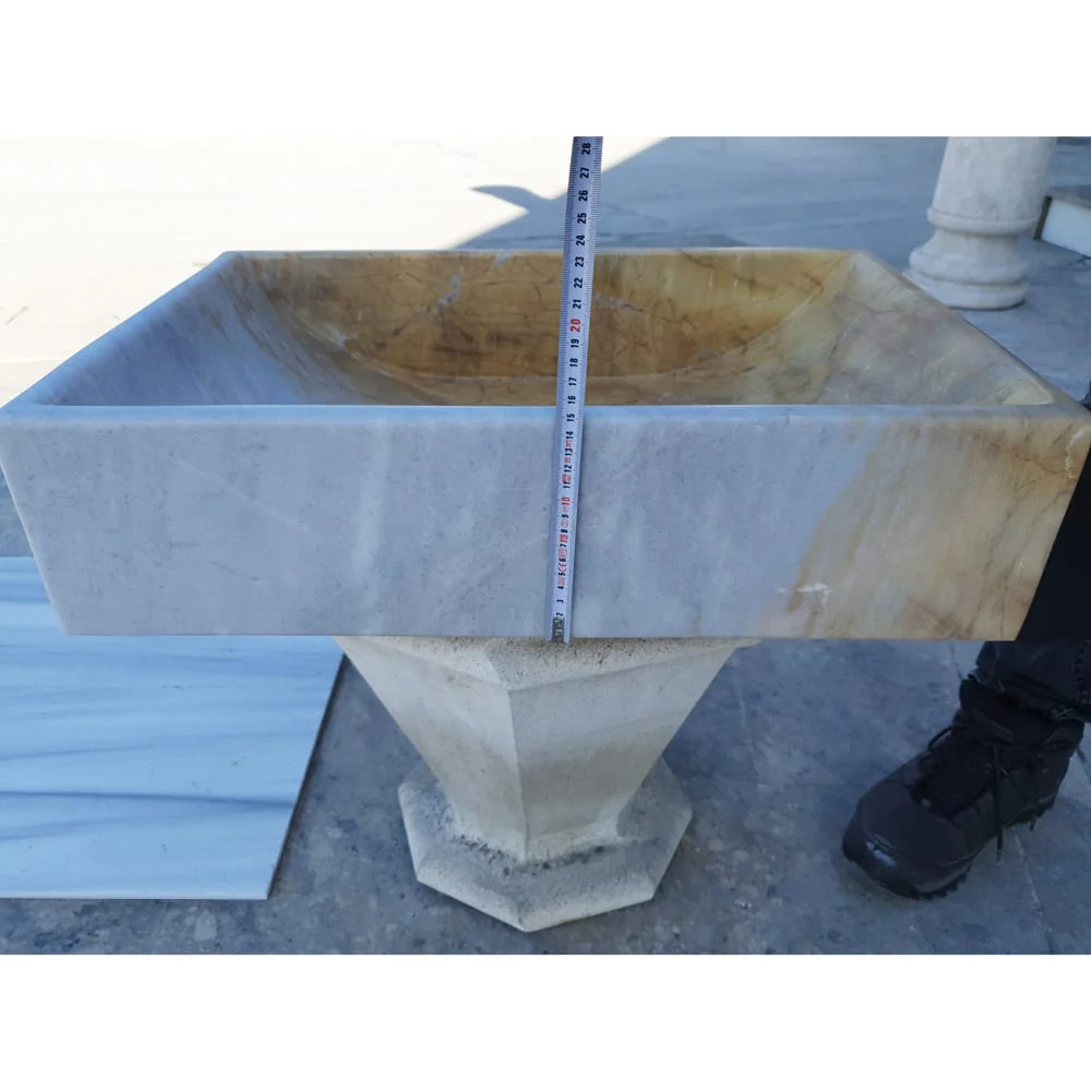 Natural Stone Picasso Marble Farmhouse Sink Polished W:16", L:24" - Image 10