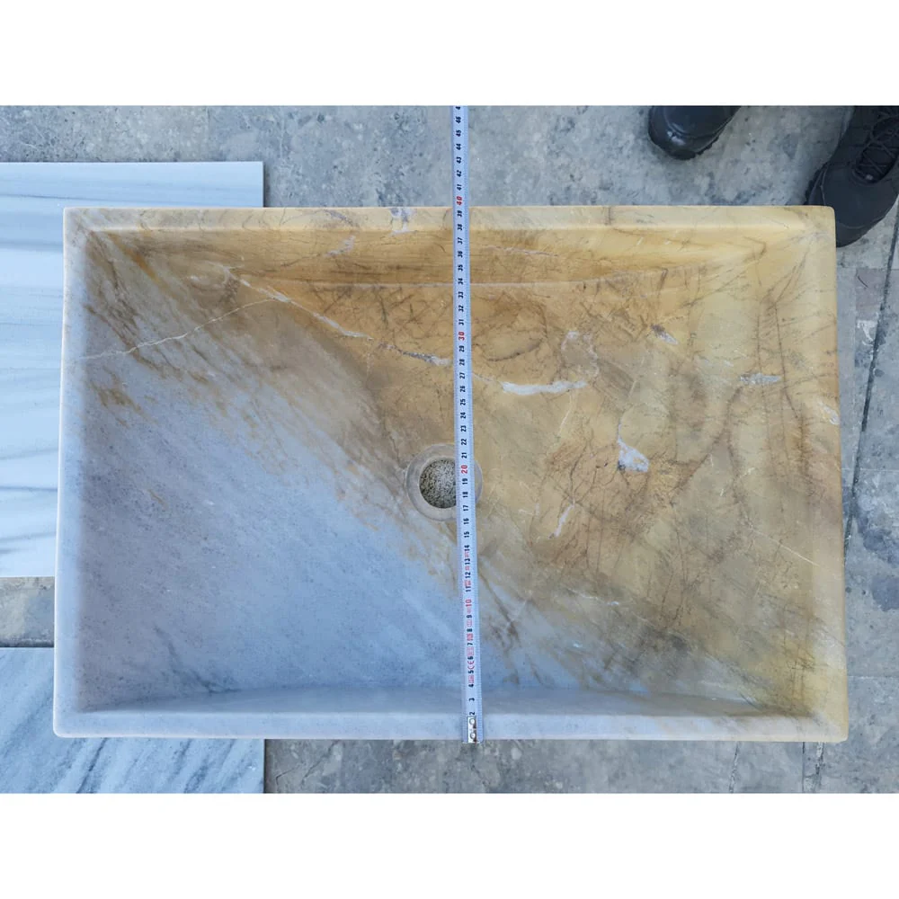 Natural Stone Picasso Marble Farmhouse Sink Polished W:16", L:24" - Image 11