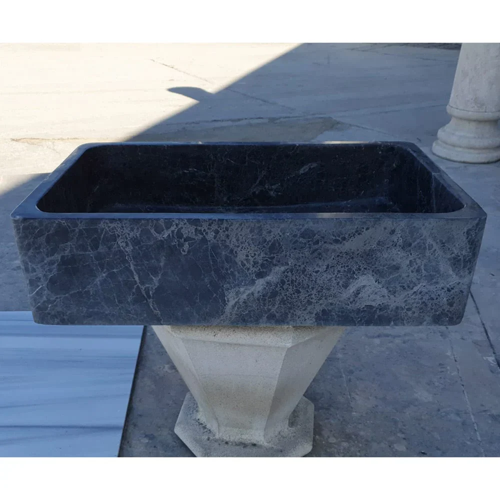 Natural Stone Sirius Black Marble Rectangular Above Vanity Bathroom Sink Polished - Image 5