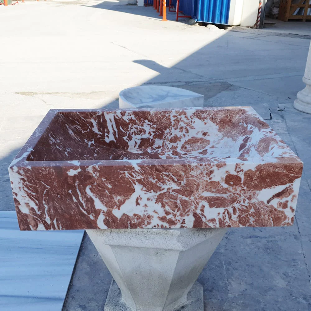 Natural Stone Tiger Marble Farmhouse Sink Polished W:16", L:24" - Image 6
