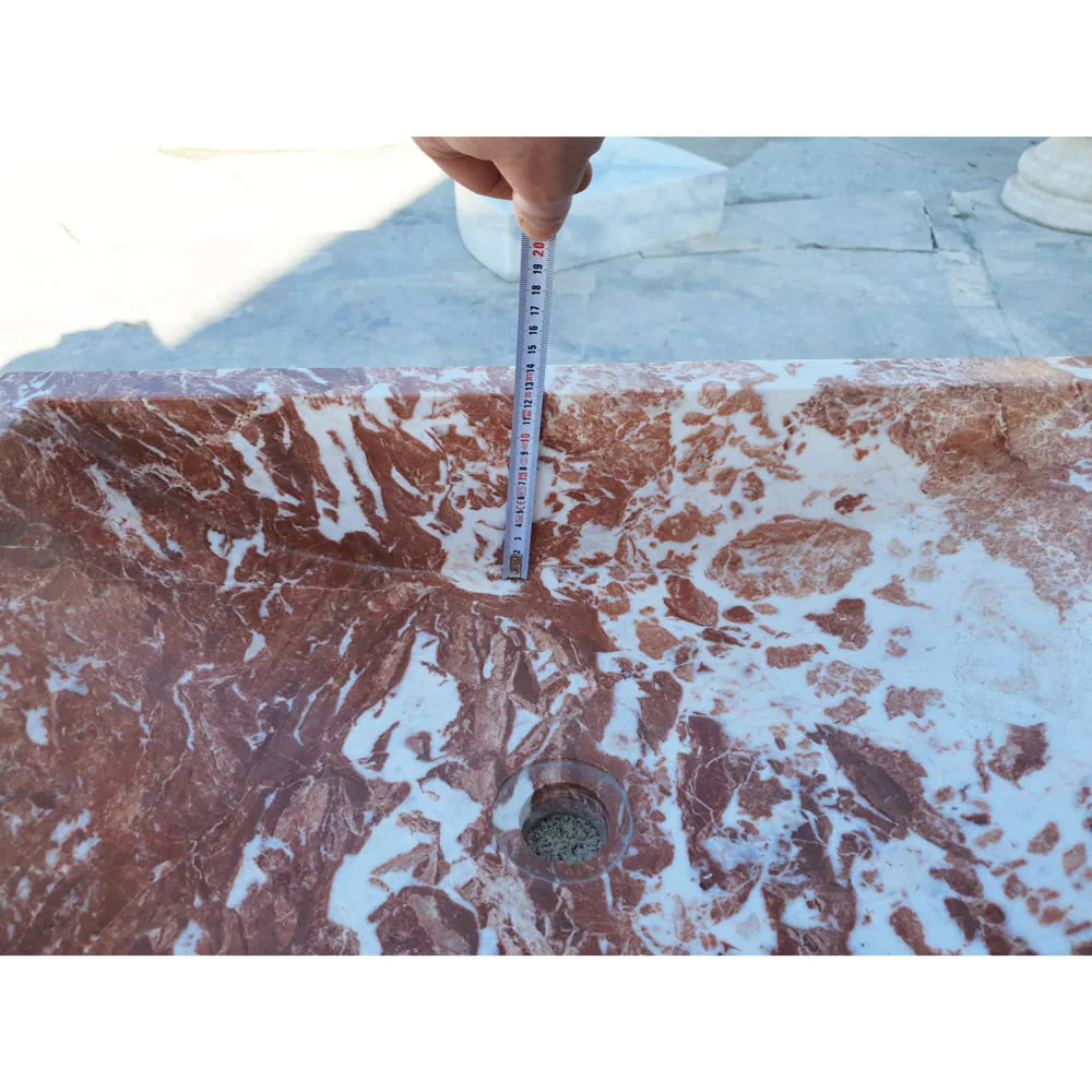 Natural Stone Tiger Marble Farmhouse Sink Polished W:16", L:24" - Image 7