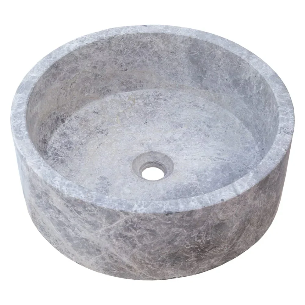 Natural Stone Tundra Grey Marble Above Vanity Bathroom Sink Polished (D)16.5" (H)6" - Image 2