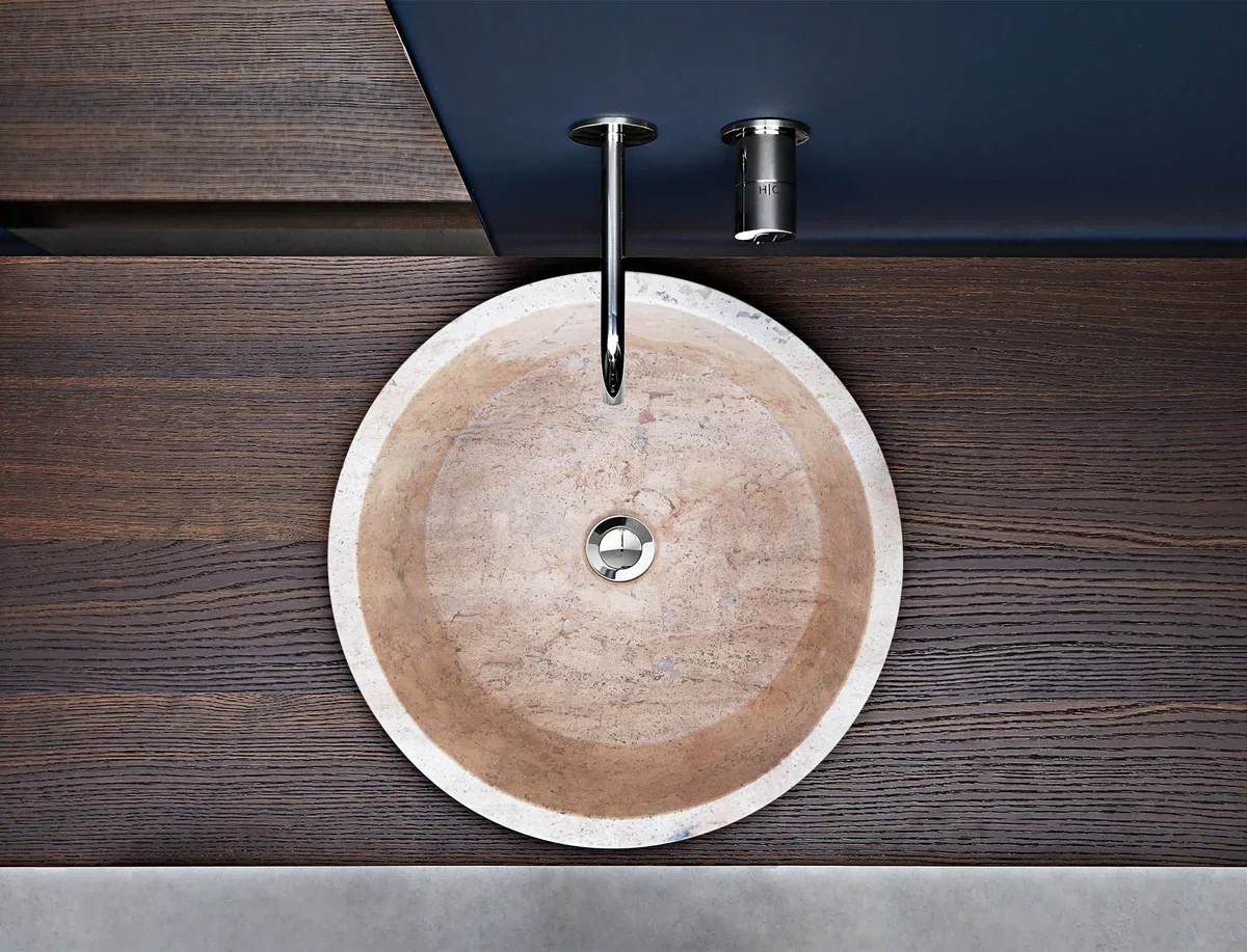 Natural Stone Tuscany Beige Travertine Above Vanity Bathroom Sink Honed (D)16" (H)6" - Image 6