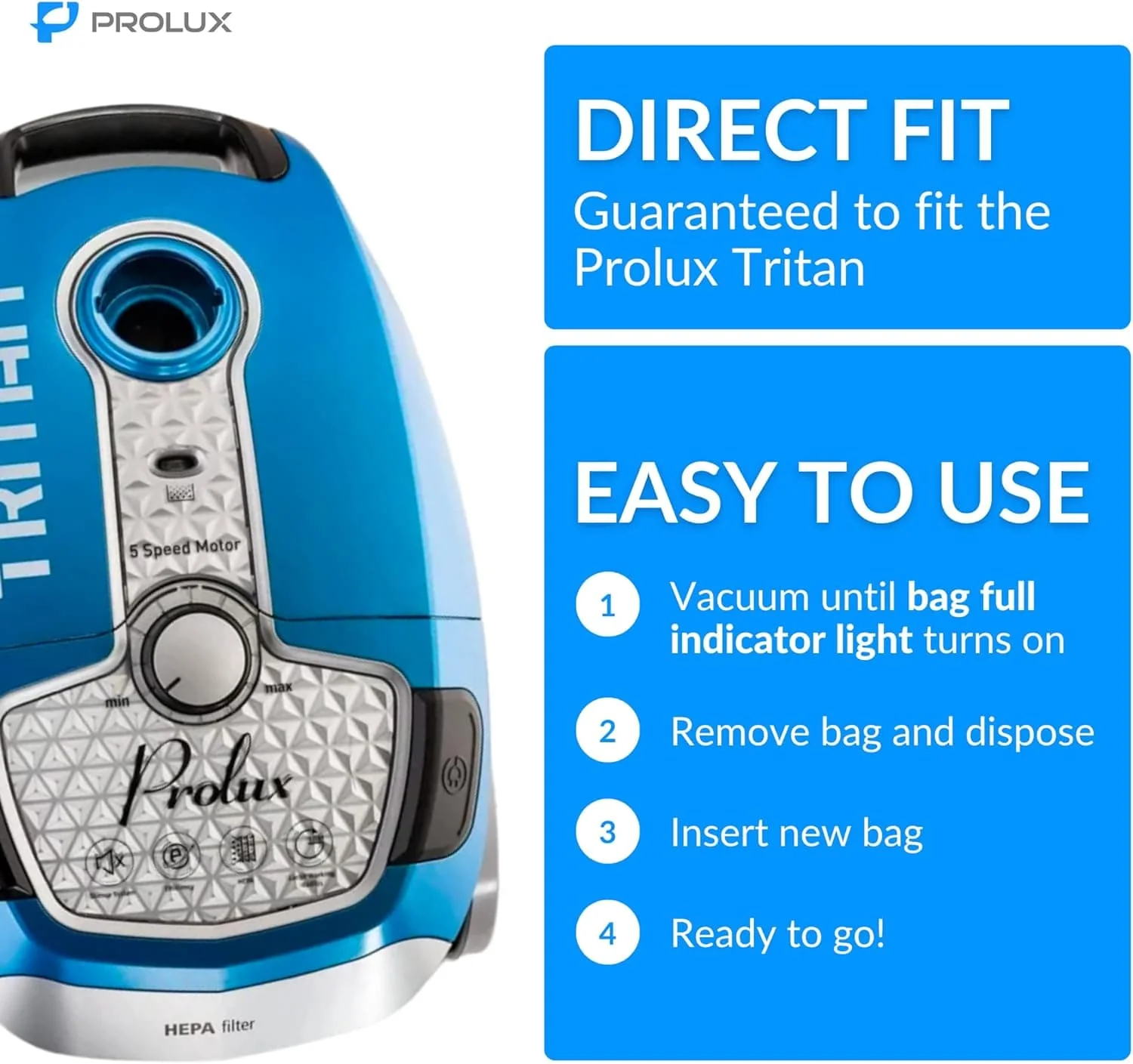 New 10 pack of Bags for Prolux Tritan Vacuum Cleaner - Image 4