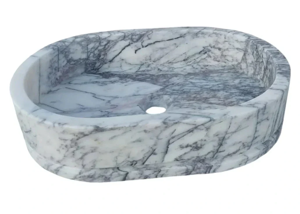 New York Marble Ellipse Wall-mount Bathroom Sink (W)14" (L)20" (H)5" - Image 5