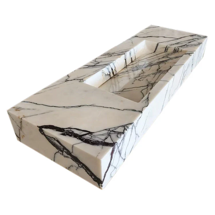New York Marble Wall-mount Bathroom Sink Hidden Drain Polished (W)16" (W)43" (H)6" - Image 2