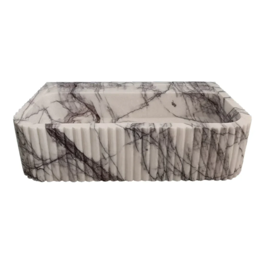 New York Marble Wall-mount Bathroom Sink Ribbed Textured (W)14" (W)24" (H)6" - Image 3