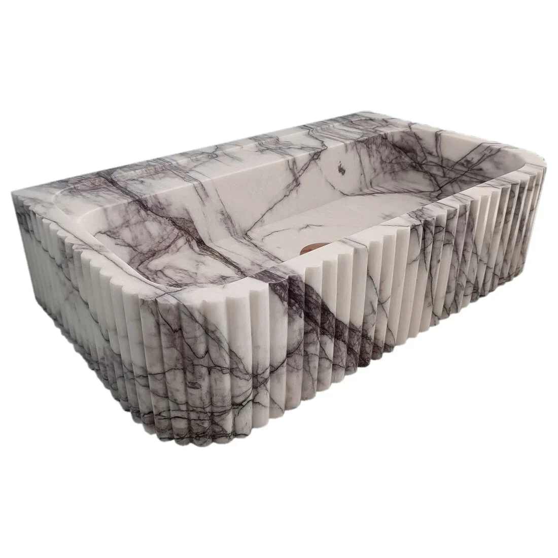 New York Marble Wall-mount Bathroom Sink Ribbed Textured (W)14" (W)24" (H)6" - Image 6
