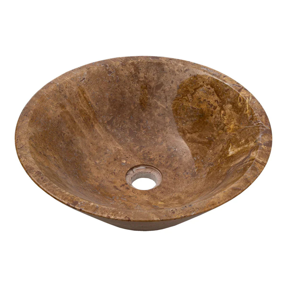 Noce Brown Travertine Powder Room Above Vanity V-Shape Tapered Sink (D)16" (H)6" - Image 5