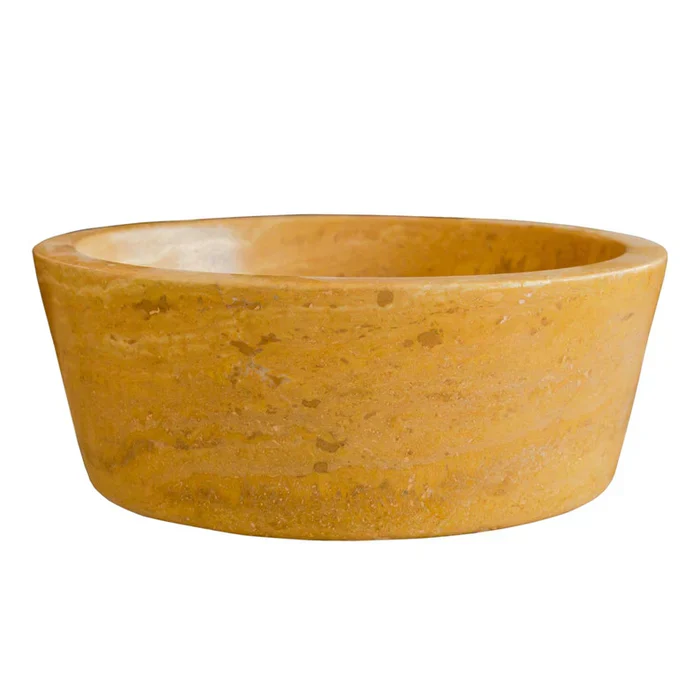 Oasis Gold Travertine Natural Stone Above Vanity Tapered Bathroom Sink Honed (D)16" (H)6" - Image 2