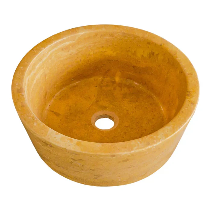 Oasis Gold Travertine Natural Stone Above Vanity Tapered Bathroom Sink Honed (D)16" (H)6" - Image 4