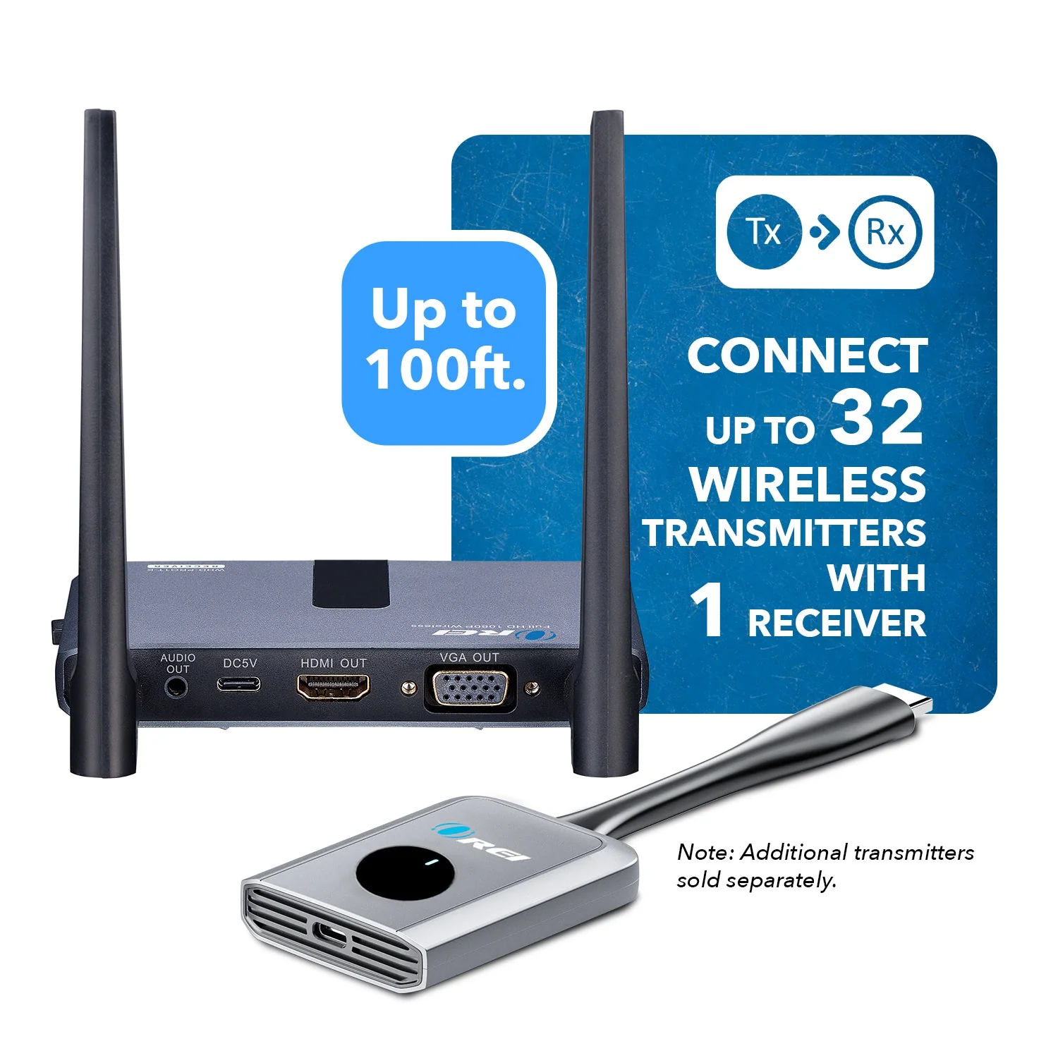 OREI 1080p Wireless Transmitter & Receiver Up To 100ft - Screen Mirroring (WHD-PRO1T-K) - Image 3
