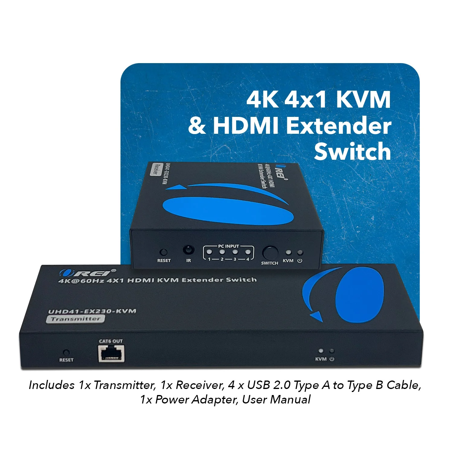OREI 4K@60Hz 4X1 HDMI KVM Extender Switch Upto 230 Ft (UHD41-EX230-KVM) - Image 2
