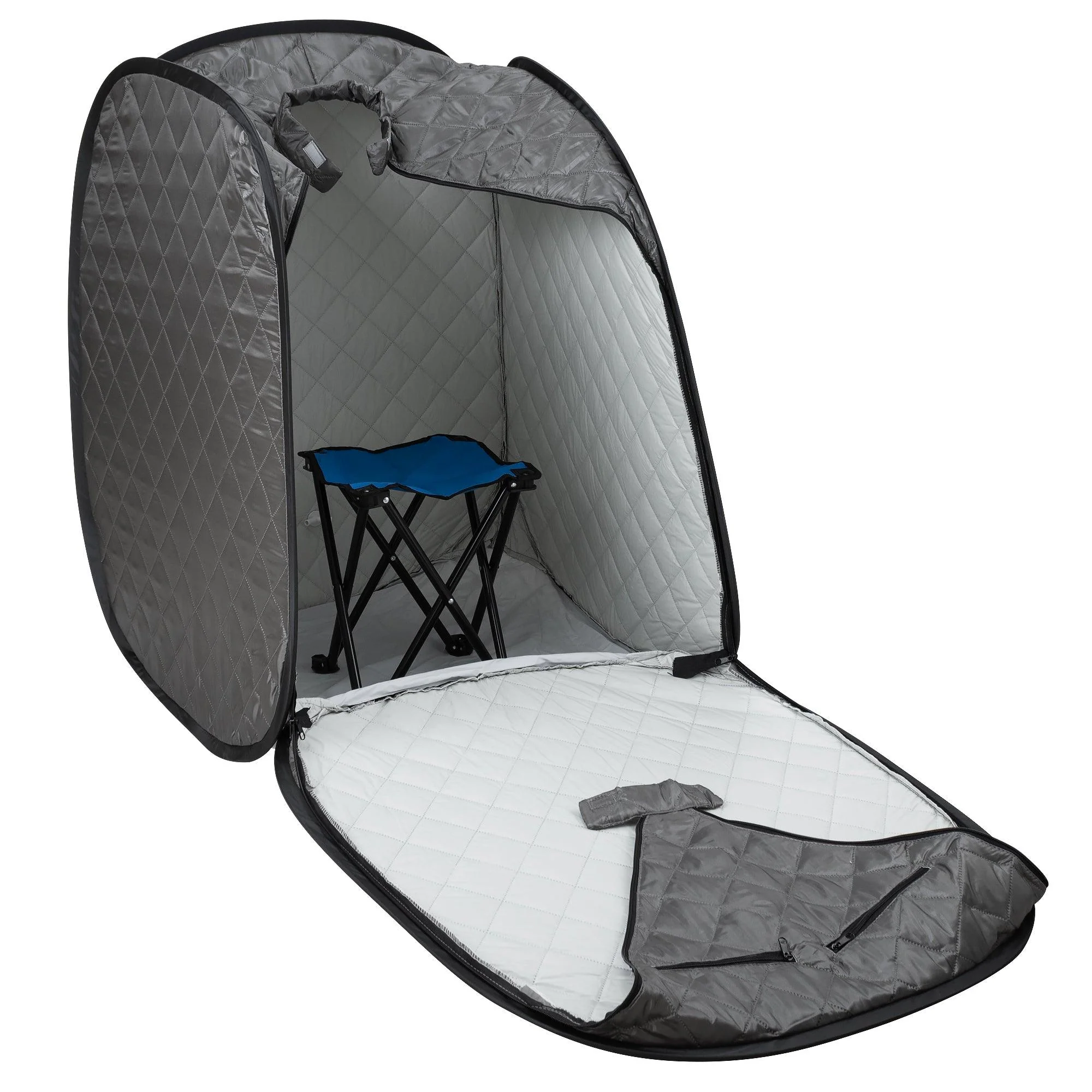 Durasage Health - Personal Foldable Steam Sauna for Weight Loss, Detox, Relaxation at Home, 60 Minute Timer, 800 Watt Steam Generator, Chair Included (Gray) - Image 5