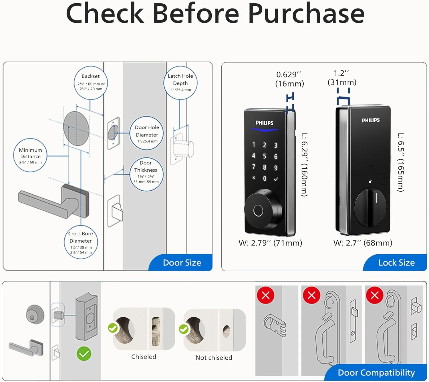 Philips Wi-Fi Bluetooth Smart Deadbolt Door Lock - DDL240X-1HBG - Image 9