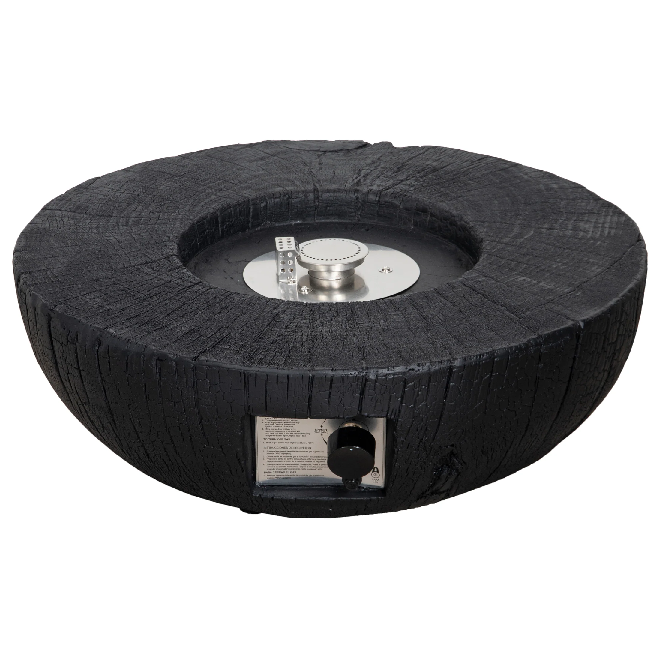 Pizzello FOP-200060 Exterior Faux Stone Propane Fire Pit with Water Proof Cover and Lava Rock - Image 2