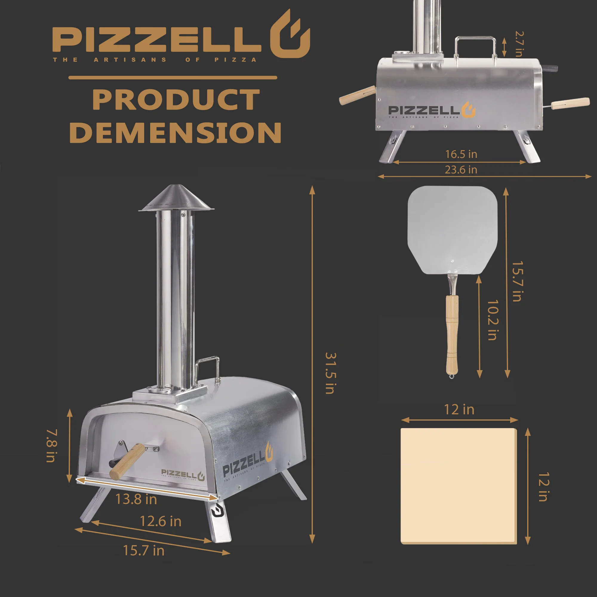 Pizzello Portable Wood Pellet Stainless Steel Pizza Oven X50001SRWOOD - Image 2