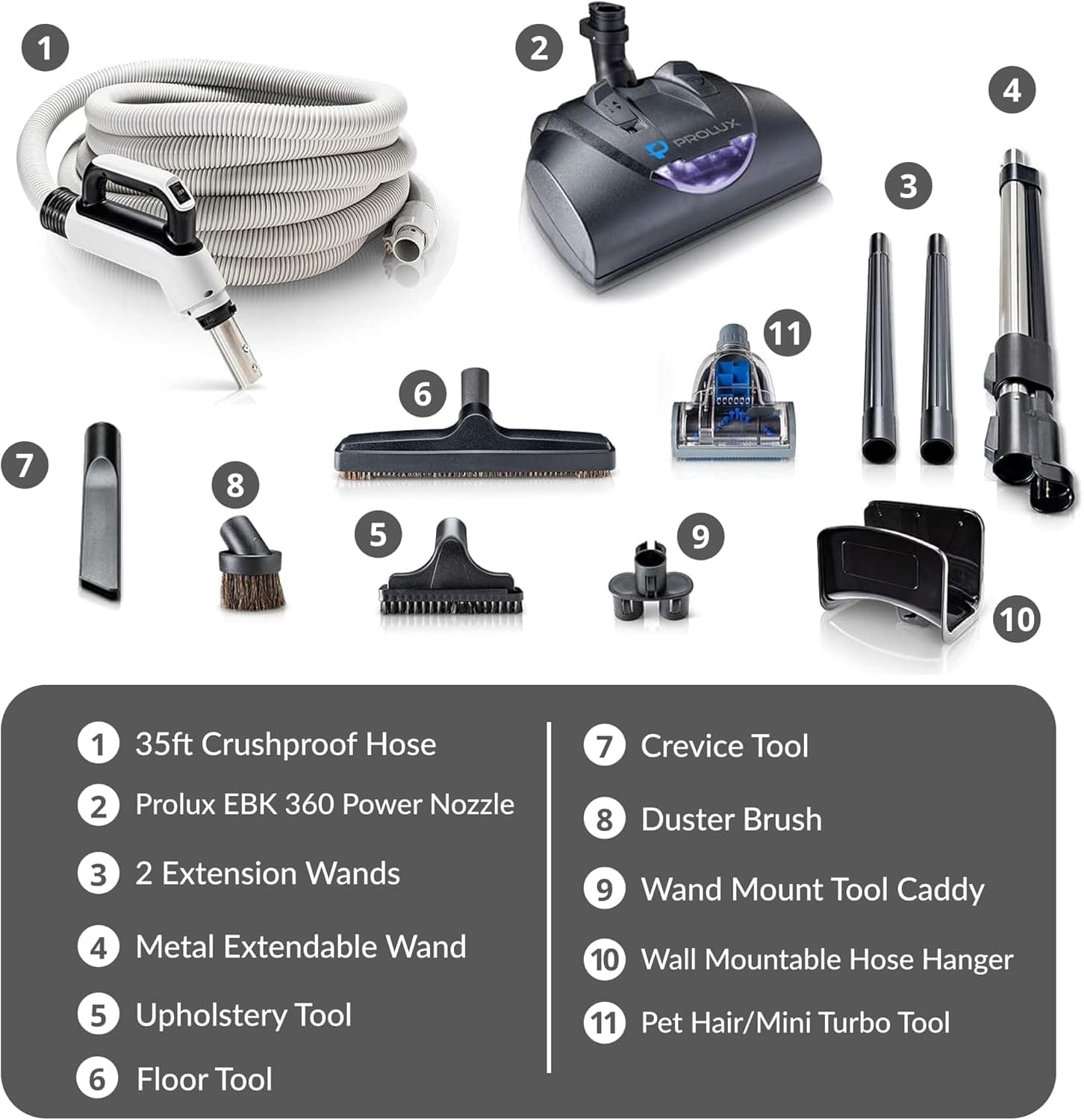 Premium Prolux 35 ft Universal Central Vacuum Hose Kit With Wessel Werk Power Nozzle - Image 9