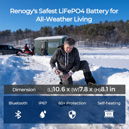 Pro - Renogy 12V 100Ah Smart Lithium Iron Phosphate Battery w/Bluetooth & Self-heating Function - Image 6