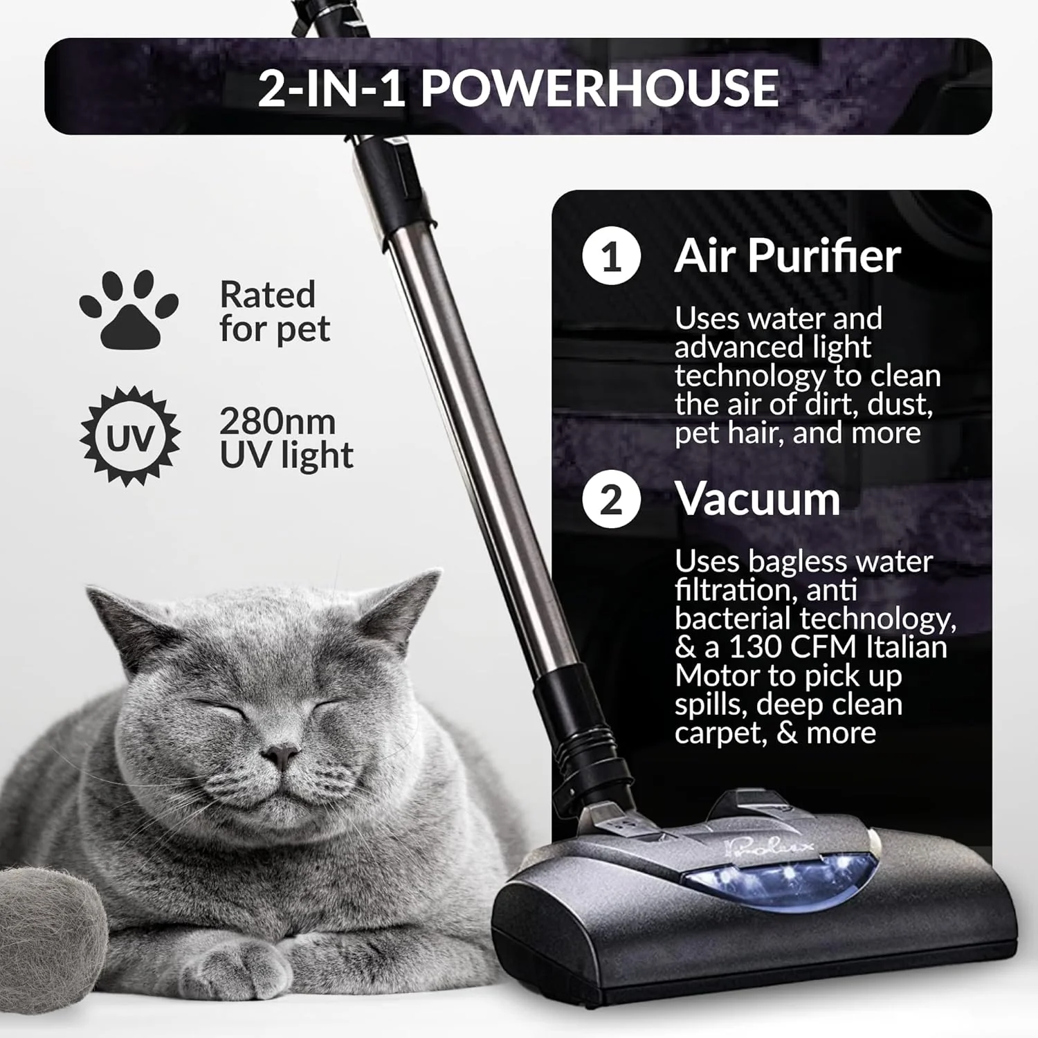 Prolux CTX ELITE Water Filtration Bagless Canister Vacuum Cleaner w/ Prolux Storm Shampooer Kit - Image 3