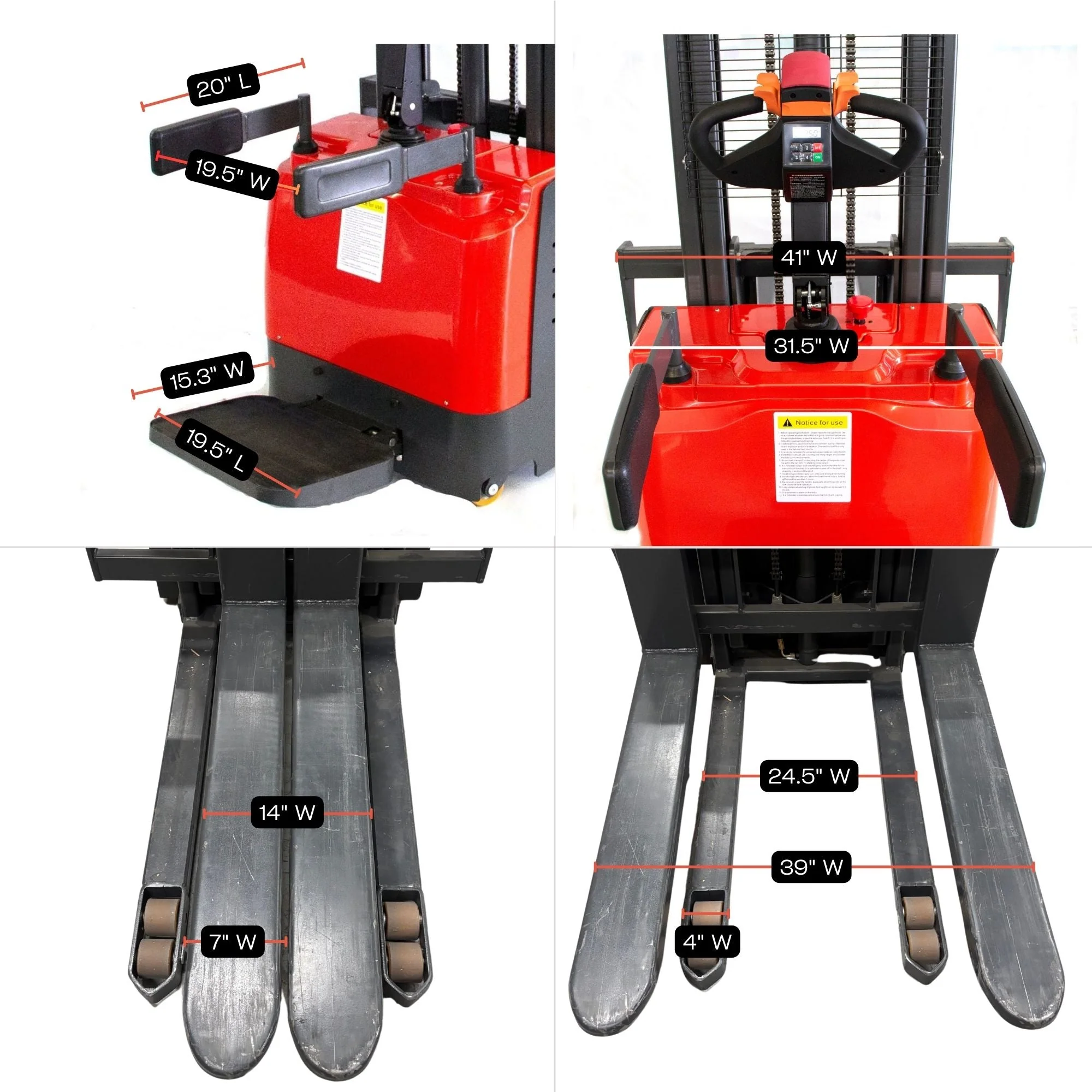 PS3300FE-3M Electric Pallet Stacker, 3300 lbs Capacity, 9.8 ft Lifting Height, Electromagnetic Brake - Image 9