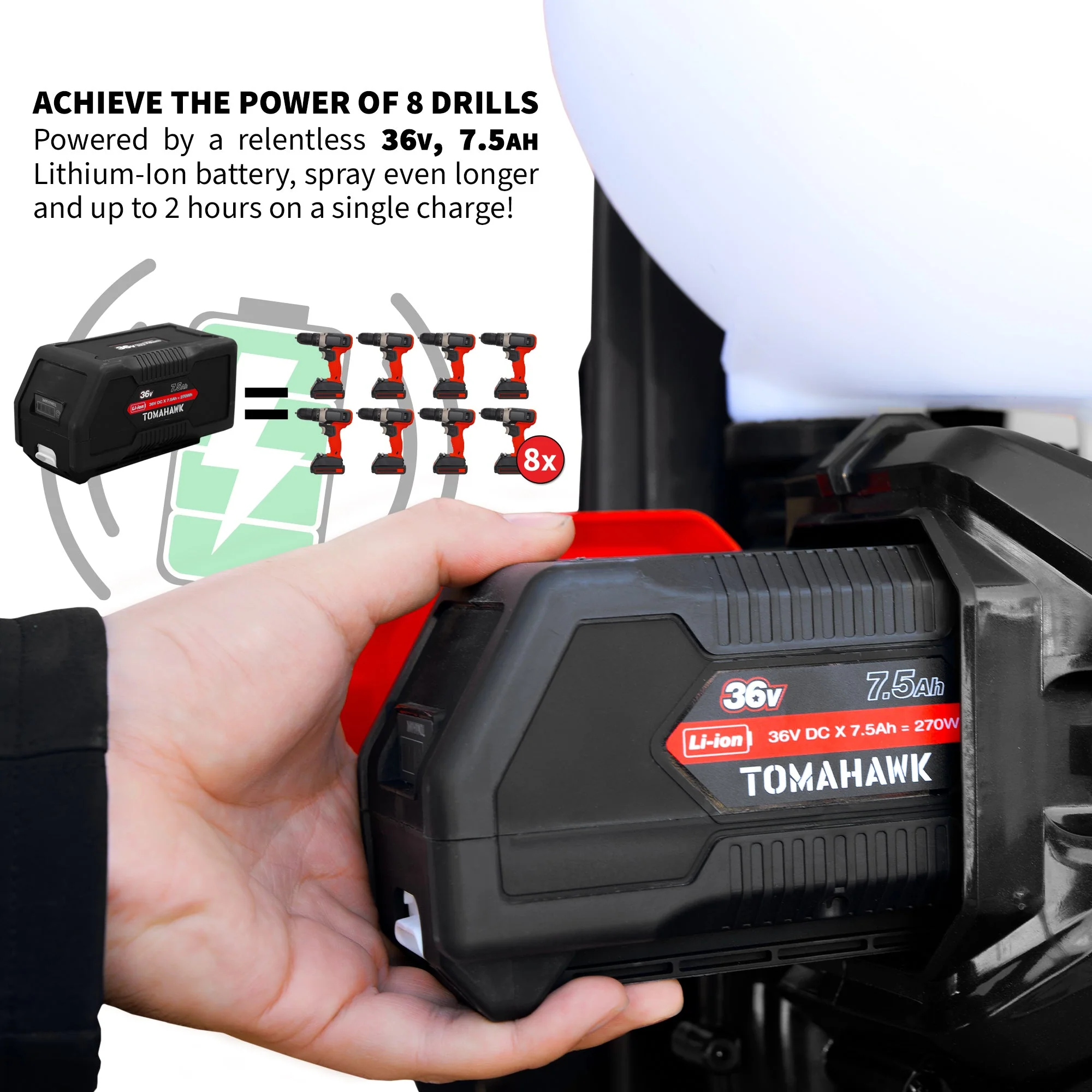Rechargeable 36V Lithium-Ion 7.5Ah for Tomahawk Battery Mosquito Fogger - Image 4
