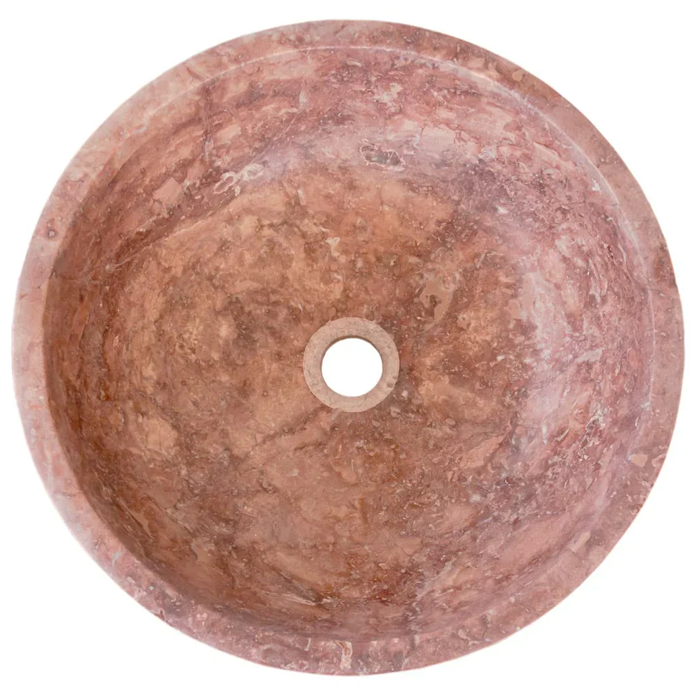 Red Travertine Natural Stone Round Above Vanity Bathroom Sink Honed/Matte (D)16" (H)6" - Image 4