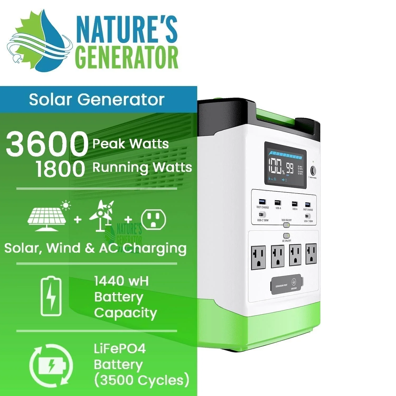 Refurbished Nature's Generator Lithium 1800 - Image 2