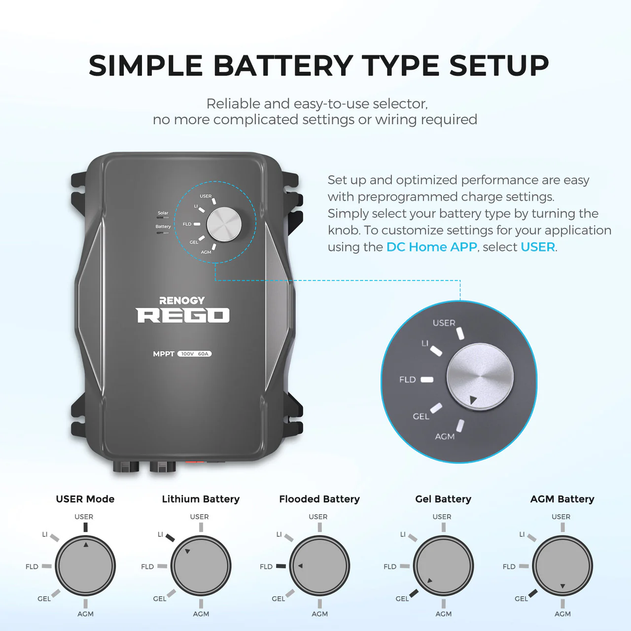 Renogy REGO 12V 60A MPPT Solar Charge Controller +5Ft Power Cable - Image 4