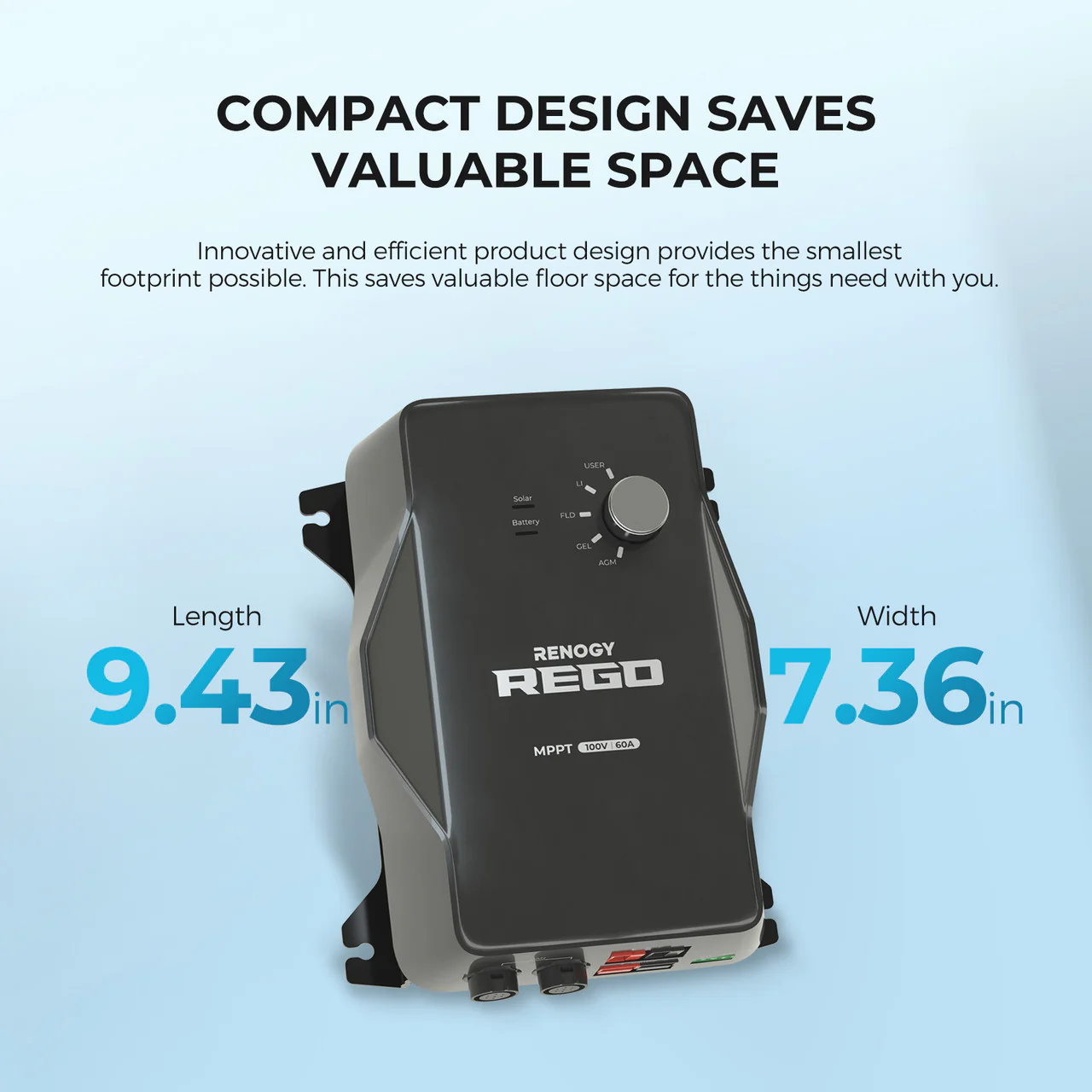 Renogy REGO 12V 60A MPPT Solar Charge Controller +5Ft Power Cable - Image 7