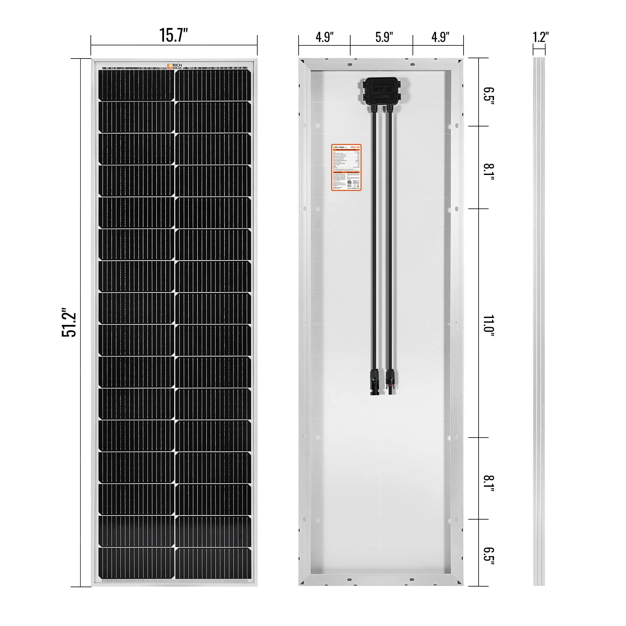 Rich Solar MEGA 100 SLIM | 100 Watt Slim Solar Panel - Image 3