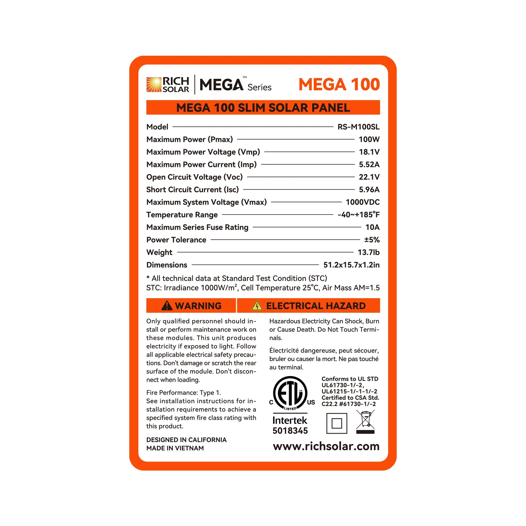 Rich Solar MEGA 100 SLIM | 100 Watt Slim Solar Panel - Image 6