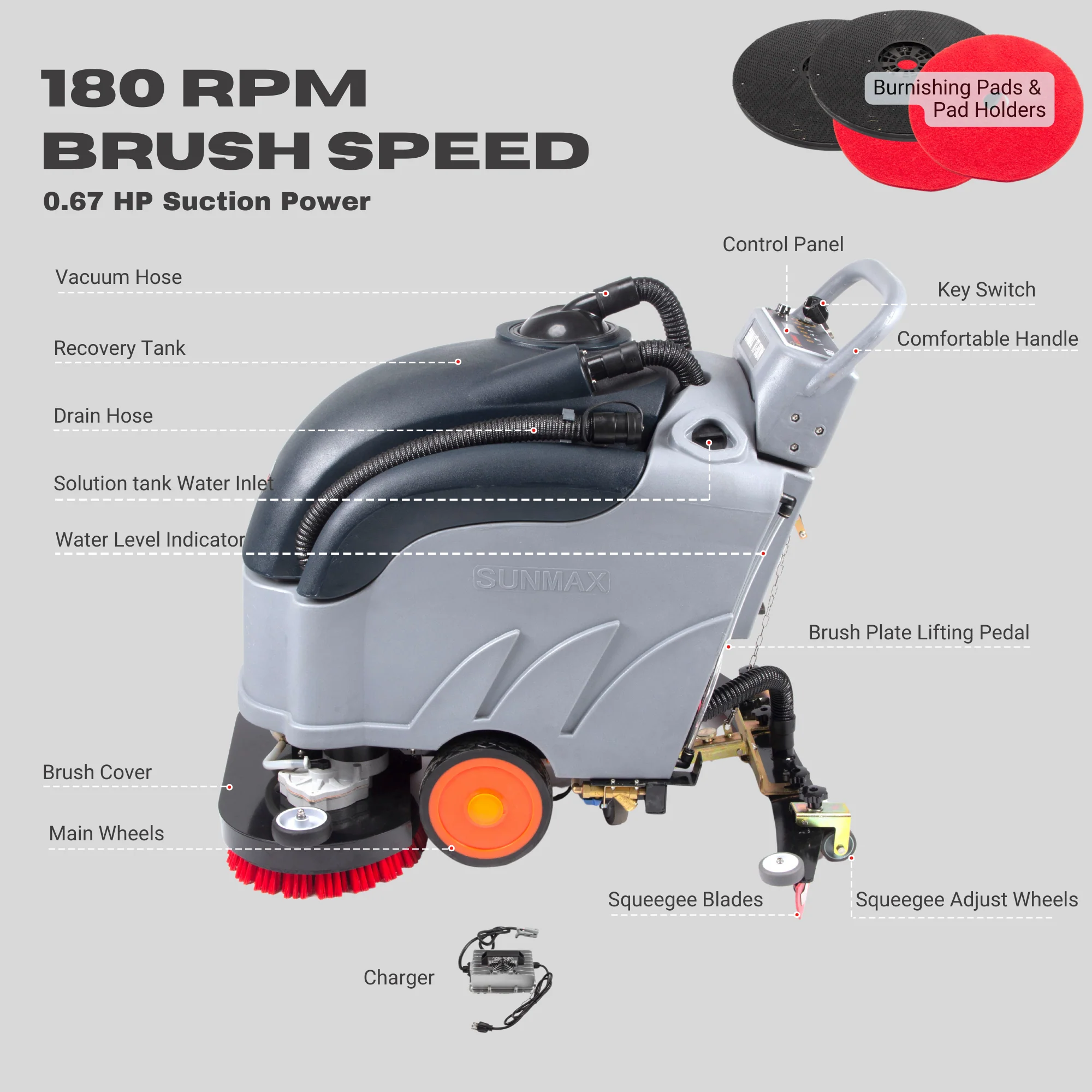RT50DW 26" Dual Brushes Self-Propelled Floor Scrubber Dryer Machine - Image 6