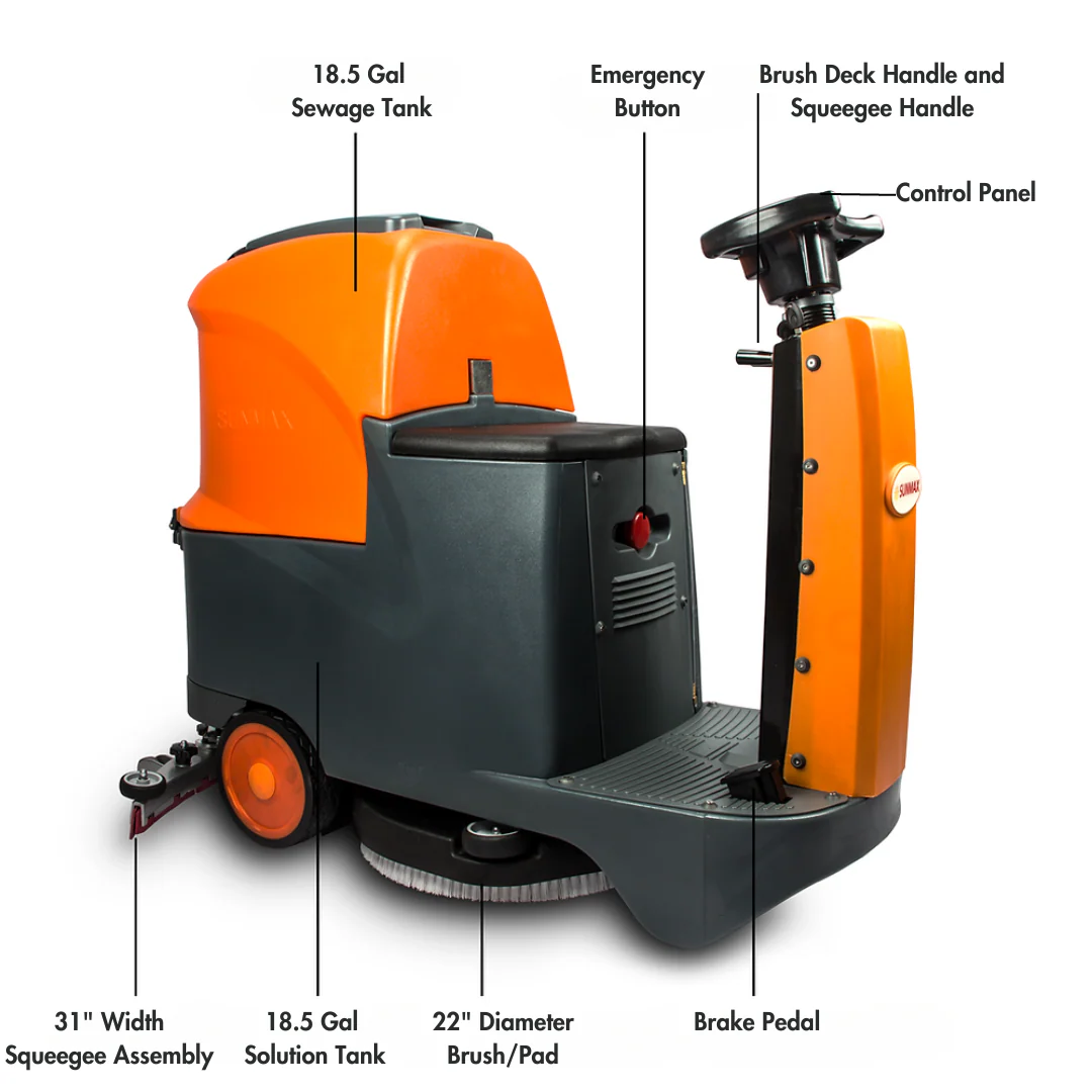 RT70 Ride-On Floor Scrubber, 48000 Sqft/H Efficiency, 18.5 Gal Tanks, 31-inch Squeegee Width - Image 5