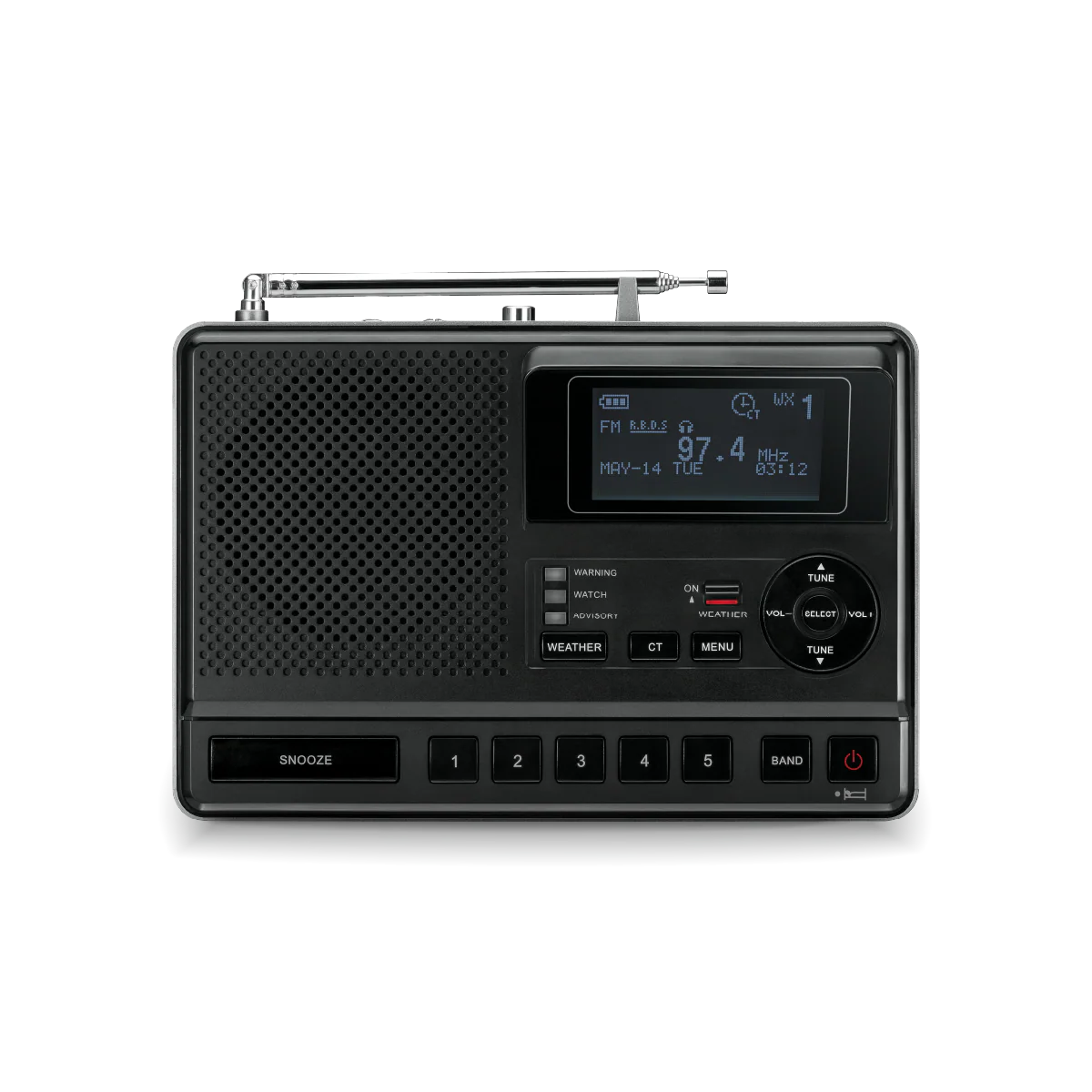 Sangean CL-100 NOAA, S.A.M.E and Public Alert Certified Weather Alert Table-Top Radio with AM/FM-RBDS, and EEPROM Back Up for Preset Stations