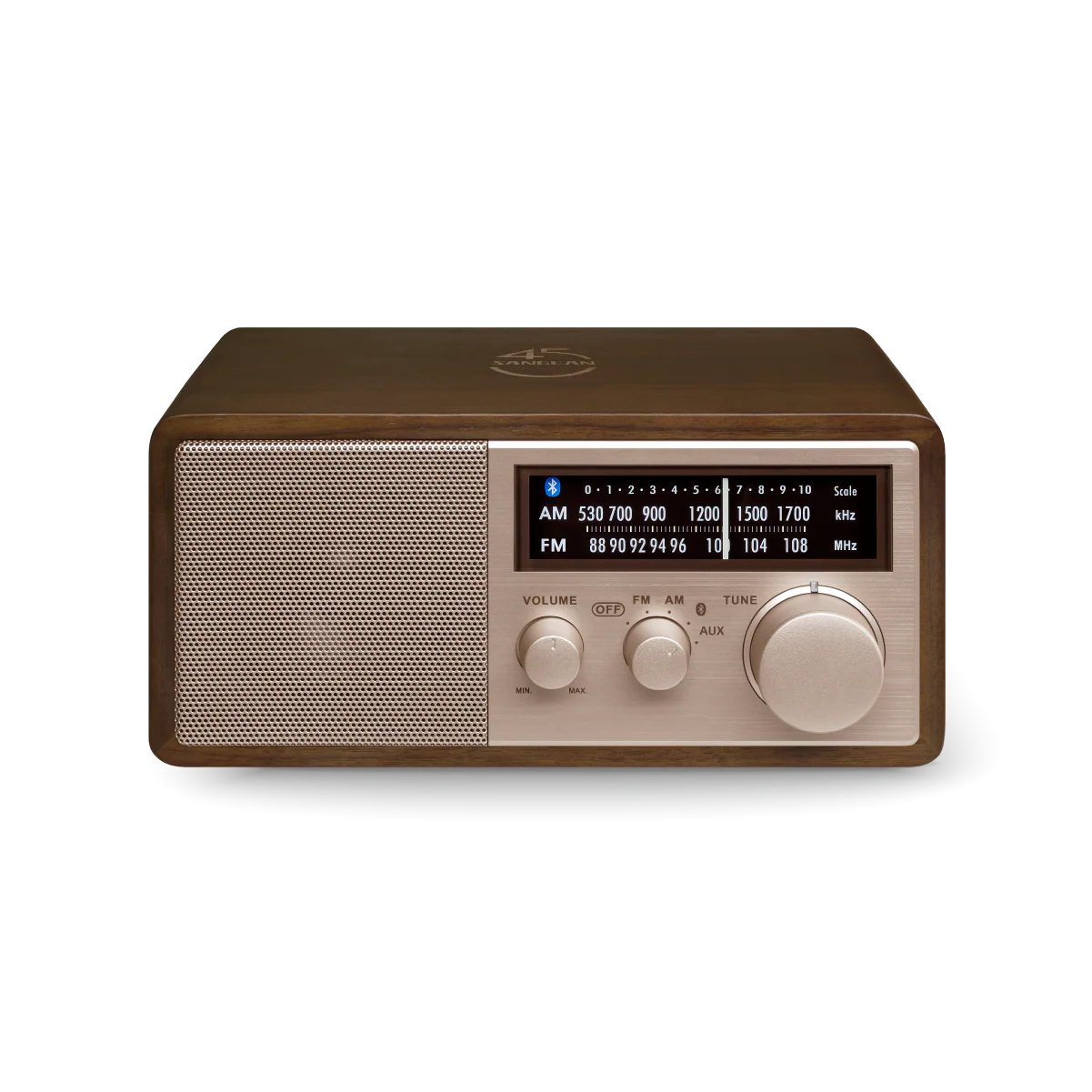 Sangean WR-16SE AM/FM/Bluetooth/Aux-in/USB Phone Charging 45th Anniversary Special Edition Wooden Cabinet Radio (Dark Walnut with Rose Gold)