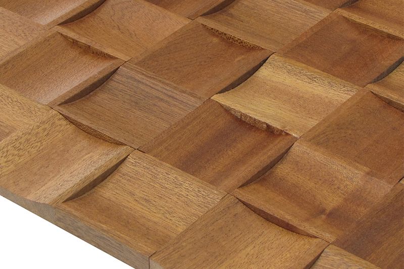 Sapele Prolate Mesh-mounted Wood Mosaic Wall Tile - Livfloors Collection - Image 2