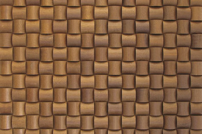 Sapele Straw Mesh-mounted Wood Mosaic Wall Tile - Livfloors Collection - Image 3