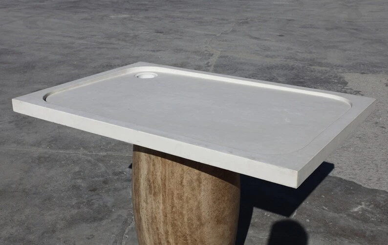 Shell Stone Limestone Rectangular Shower Base Hand-carved from Solid Block (W)36" (L)48" - Image 3