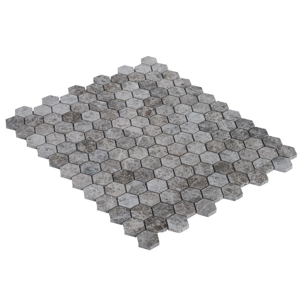Silver Emperador Marble Hexagon 2" Polished Mosaic Floor and Wall Tile - Livfloors Collection - Image 10
