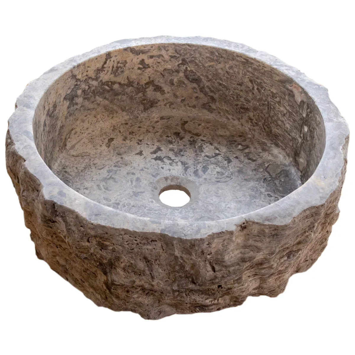 Silver Travertine Rustic Stone Above Vanity Bathroom Sink (D)16" (H)6" - Image 2