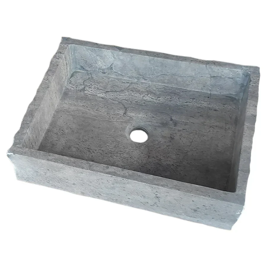 Silver Travertine Wall-mount Bathroom Sink Split-face Outside (W)16" (W)20" (H)5" - Image 3