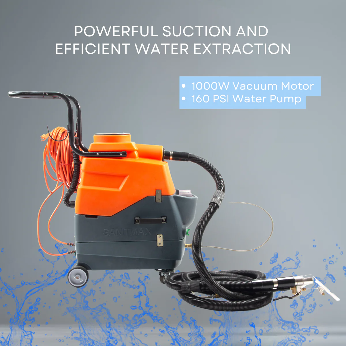 SM18H Heated Carpet and Upholstery Cleaning Machine - Dual-Tank Professional Carpet Extractor - Image 4