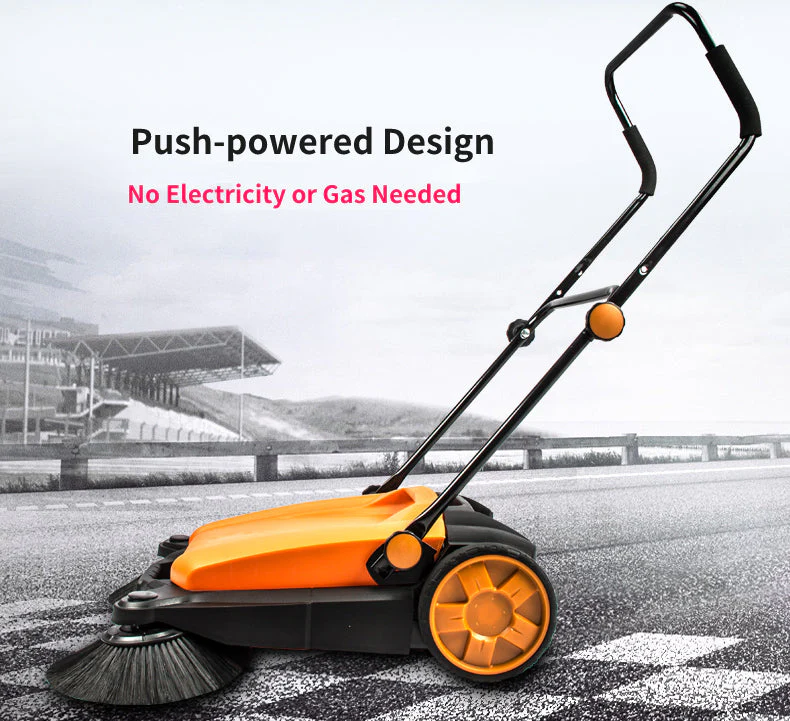 SM650 27.5" Manual Push Powered Floor Sweeper, Triple Brushes, Indoor and Outdoor - Image 4