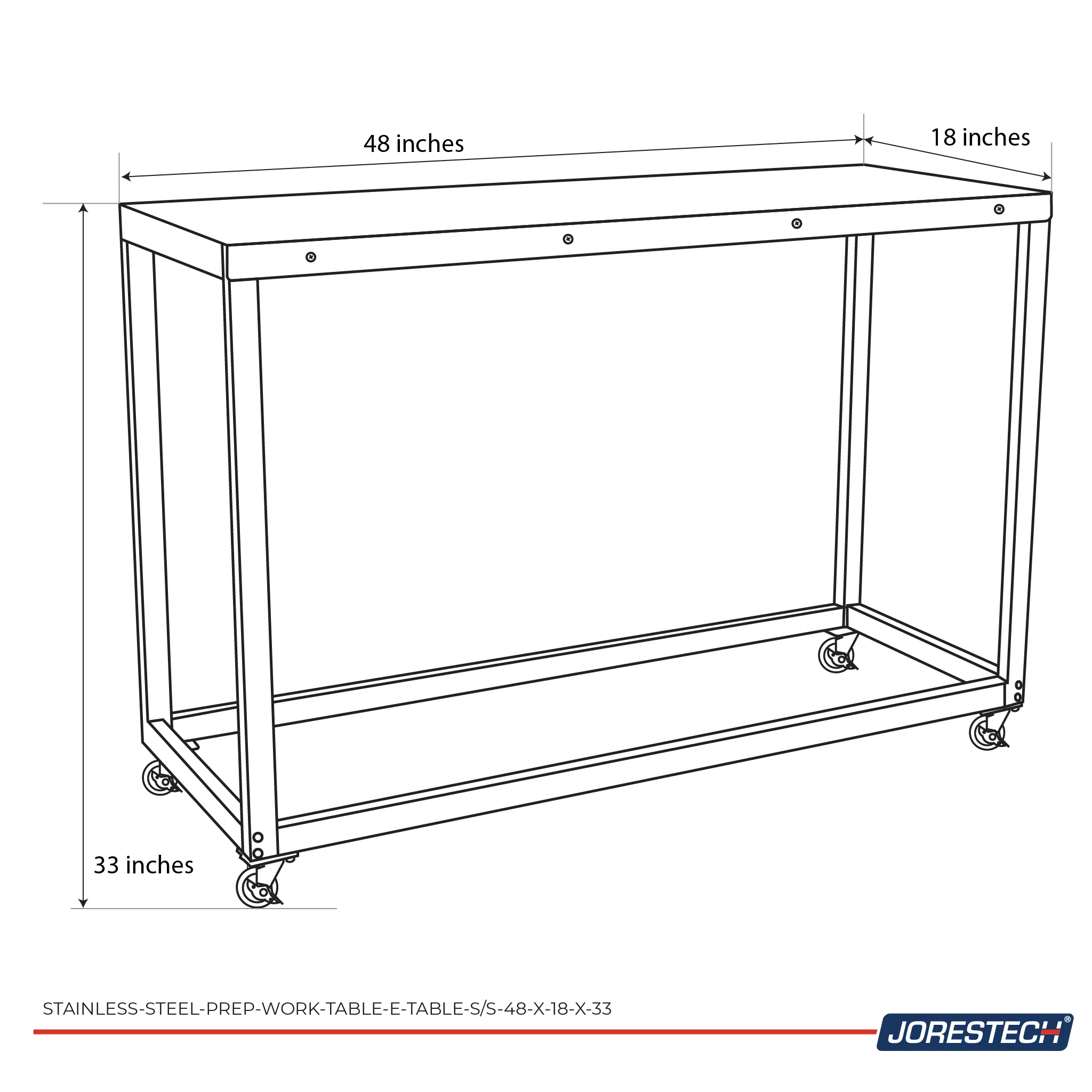 Stainless Steel Prep Work Table - 48 x 18 x 33 - Image 2