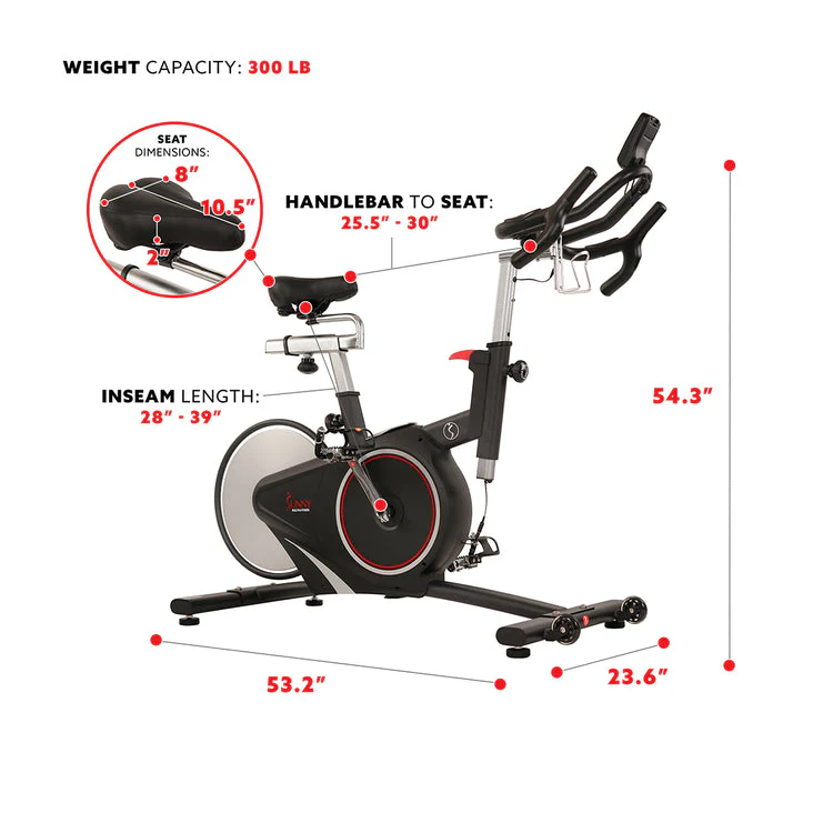 Sunny Health & Fitness Belt Drive Magnetic Indoor Cycling Bike SF-B1709 - Image 5