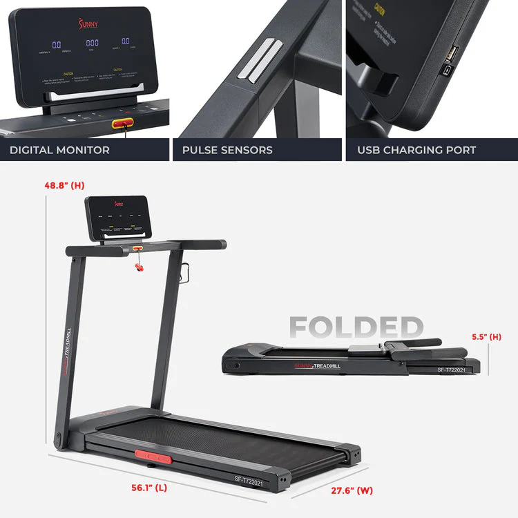 Sunny Health & Fitness Interactive Slim Treadmill with Bluetooth – SF-T722021 - Image 5
